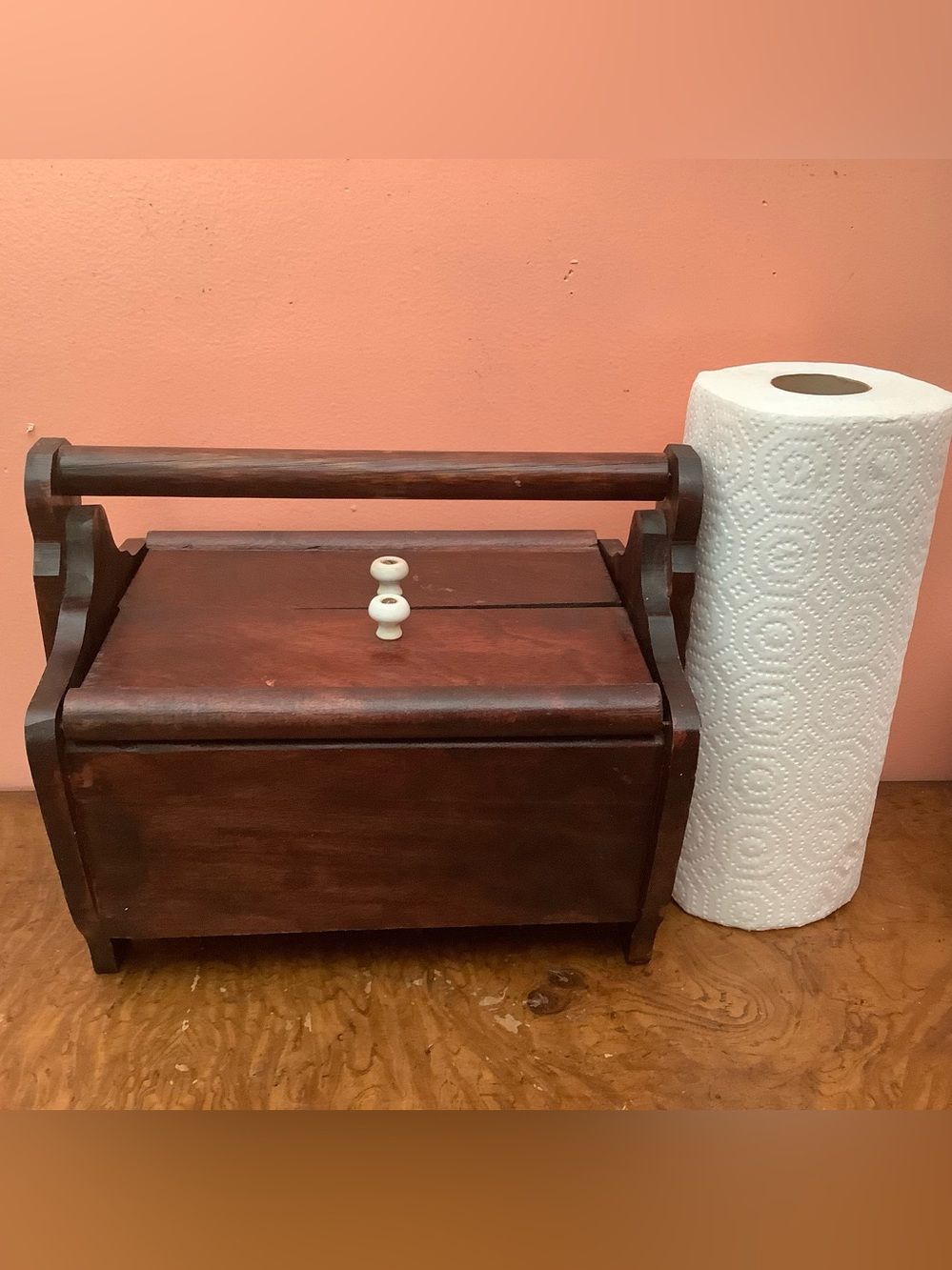 Handcrafted Dark Mahogany Sewing Box with Handle - Picture 14 of 17